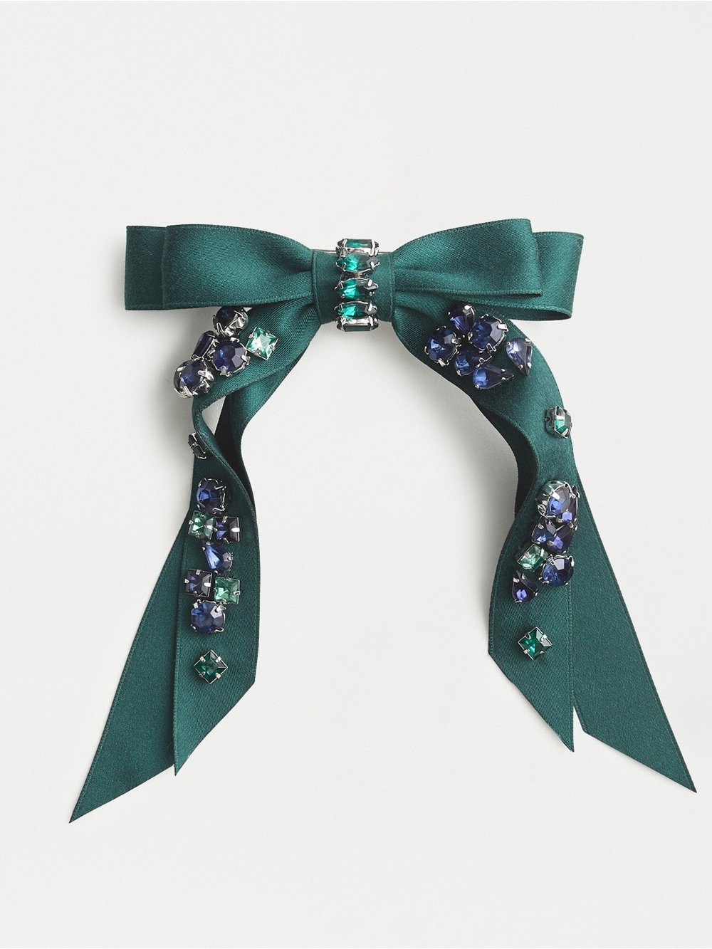 Jcrew Embellished Bow Barrette (Green)